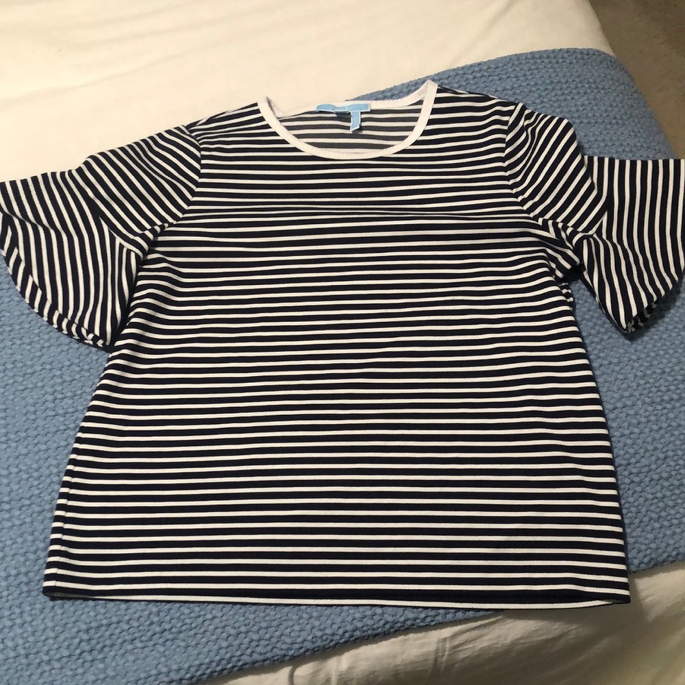 DRAPER JAMES BELL SLEEVE NAVY STRIPPED BLOUSE